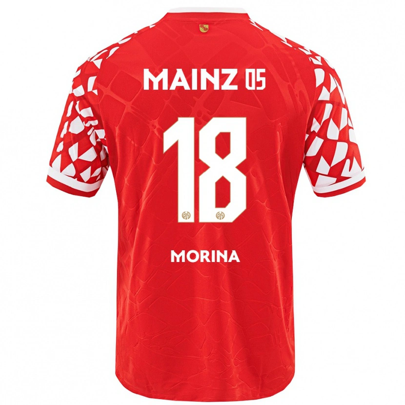 Danxen Femme Maillot Genti Morina #18 Rouge Blanc Tenues Domicile 2025/26 T-Shirt