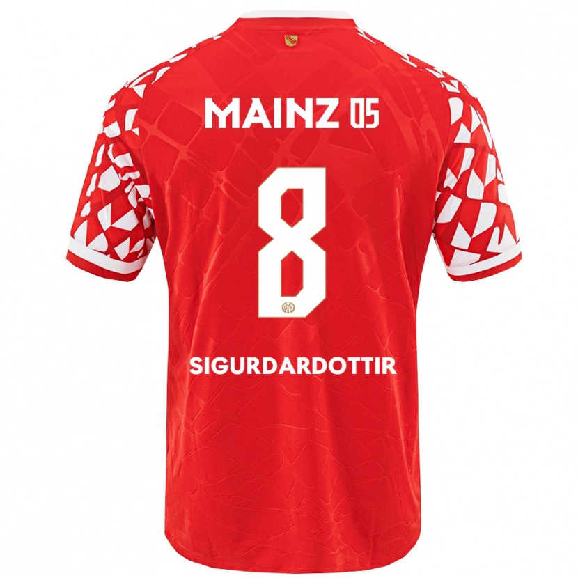 Danxen Femme Maillot Heiðrún Sigurðardóttir #8 Rouge Blanc Tenues Domicile 2025/26 T-Shirt