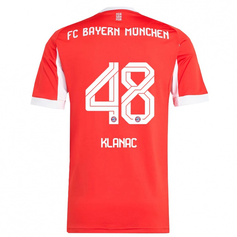 Danxen Femme Maillot Leon Klanac #48 Blanc Rouge Tenues Domicile 2025/26 T-Shirt