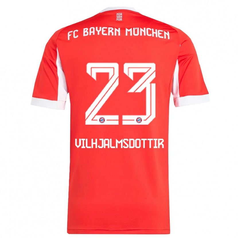 Danxen Femme Maillot Karolina Lea Vilhjalmsdottir #23 Blanc Rouge Tenues Domicile 2025/26 T-Shirt