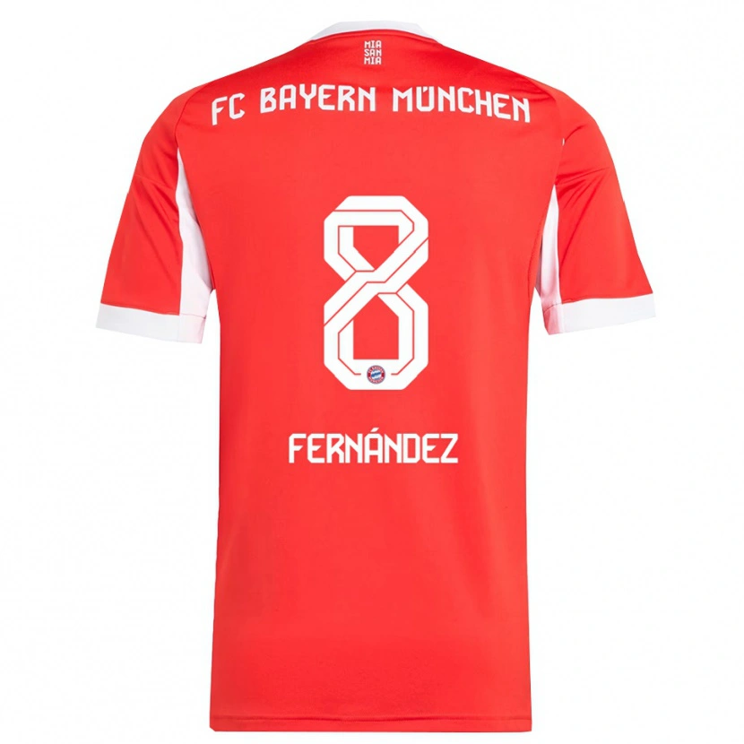 Danxen Femme Maillot Javier Fernández #8 Blanc Rouge Tenues Domicile 2025/26 T-Shirt