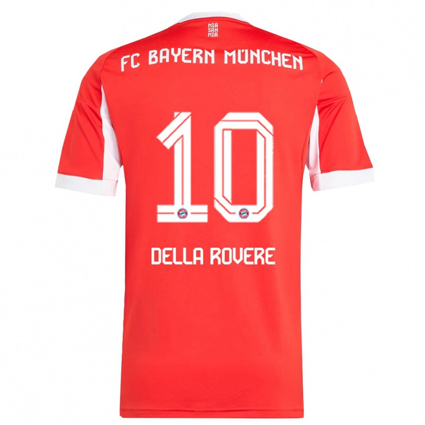 Danxen Femme Maillot Guido Della Rovere #10 Blanc Rouge Tenues Domicile 2025/26 T-Shirt