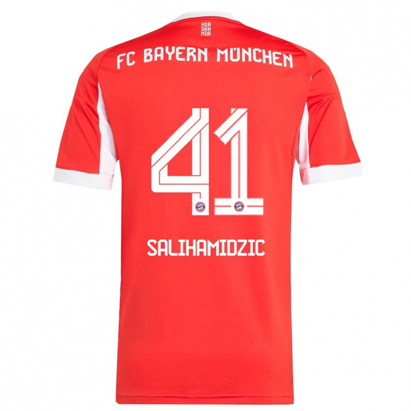 Danxen Femme Maillot Nick Salihamidzic #41 Blanc Rouge Tenues Domicile 2025/26 T-Shirt