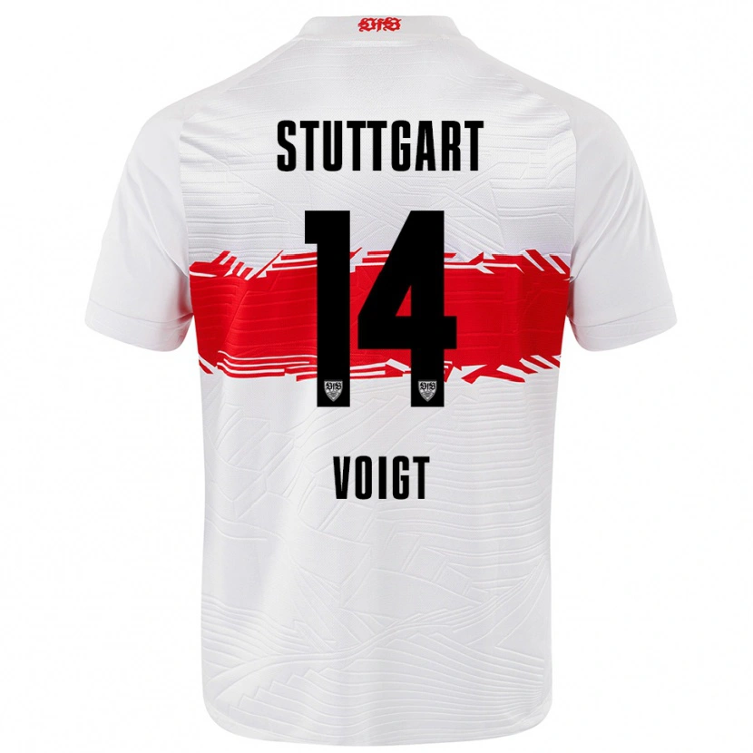 Danxen Femme Maillot Max Voigt #14 Blanc Rouge Tenues Domicile 2025/26 T-Shirt