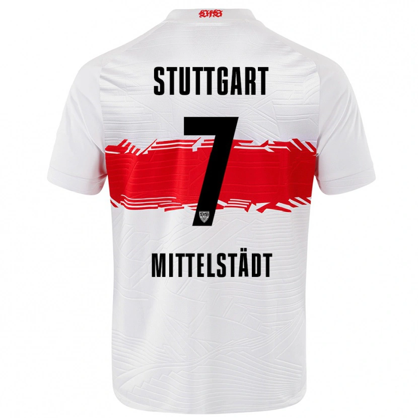 Danxen Femme Maillot Maximilian Mittelstädt #7 Blanc Rouge Tenues Domicile 2025/26 T-Shirt