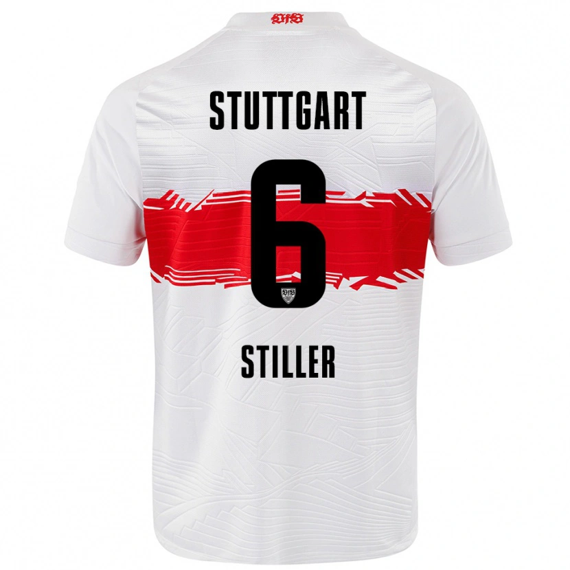 Danxen Femme Maillot Angelo Stiller #6 Blanc Rouge Tenues Domicile 2025/26 T-Shirt