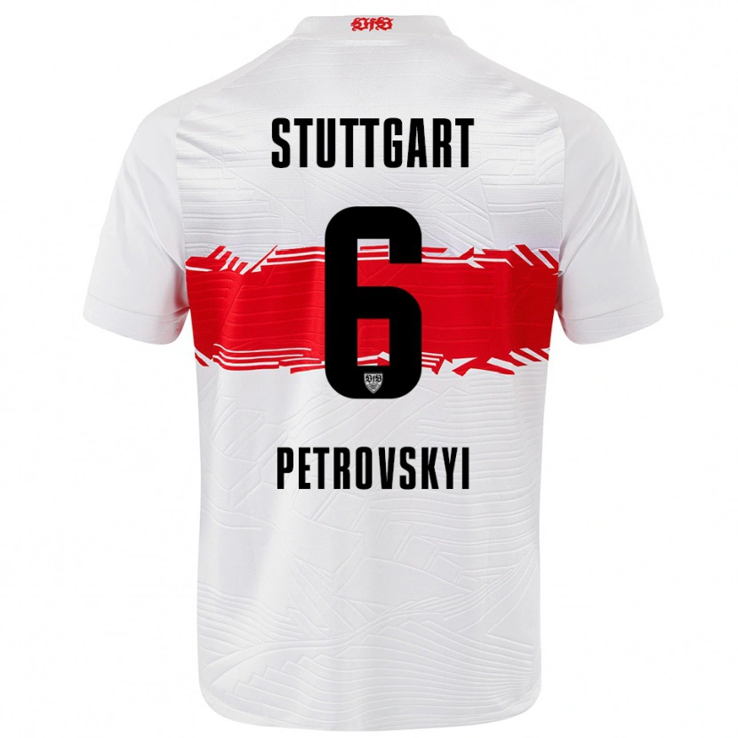 Danxen Femme Maillot Mykola Petrovskyi #6 Blanc Rouge Tenues Domicile 2025/26 T-Shirt