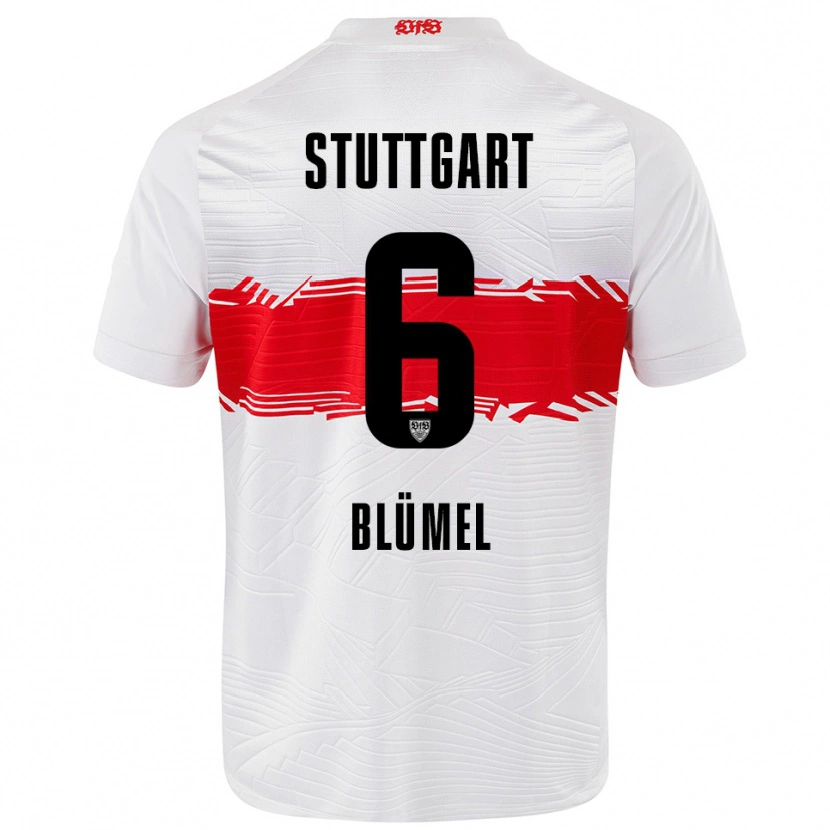 Danxen Femme Maillot Charlotte Blümel #6 Blanc Rouge Tenues Domicile 2025/26 T-Shirt