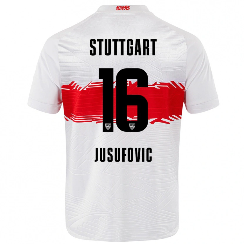 Danxen Femme Maillot Farah Jusufović #16 Blanc Rouge Tenues Domicile 2025/26 T-Shirt