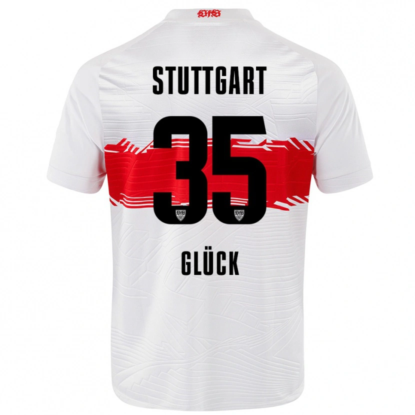 Danxen Femme Maillot Michael Glück #35 Blanc Rouge Tenues Domicile 2025/26 T-Shirt