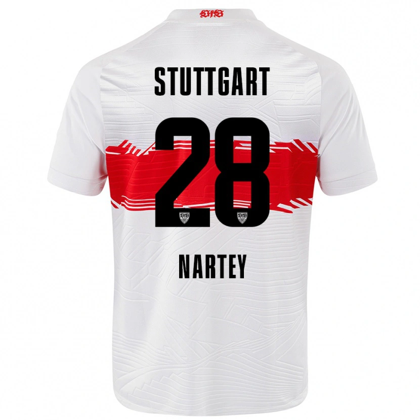 Danxen Femme Maillot Nikolas Nartey #28 Blanc Rouge Tenues Domicile 2025/26 T-Shirt