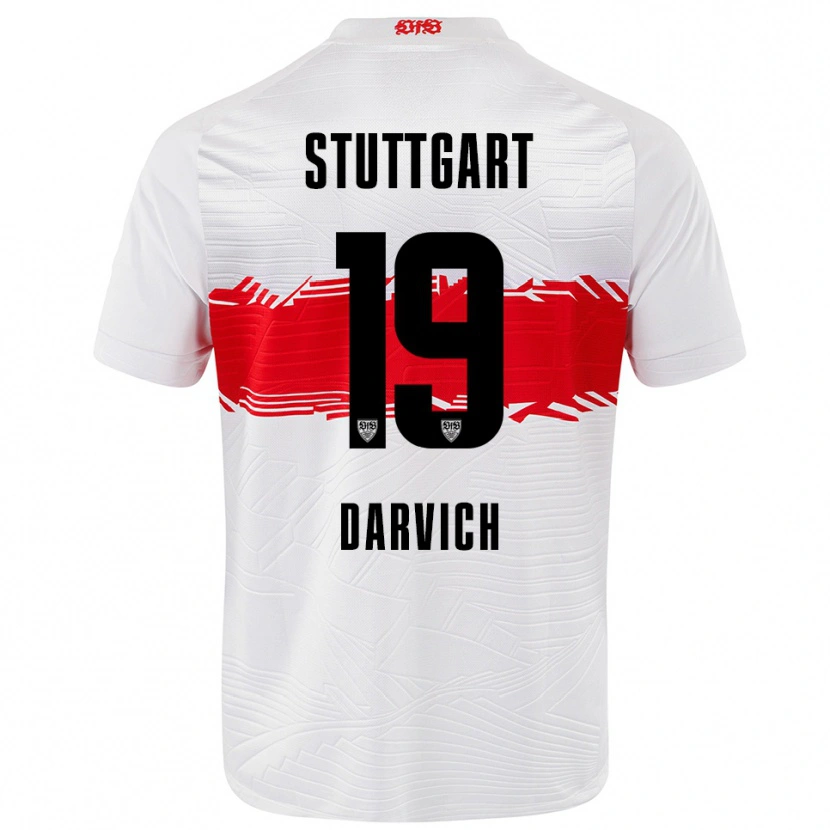 Danxen Femme Maillot Noah Darvich #19 Blanc Rouge Tenues Domicile 2025/26 T-Shirt