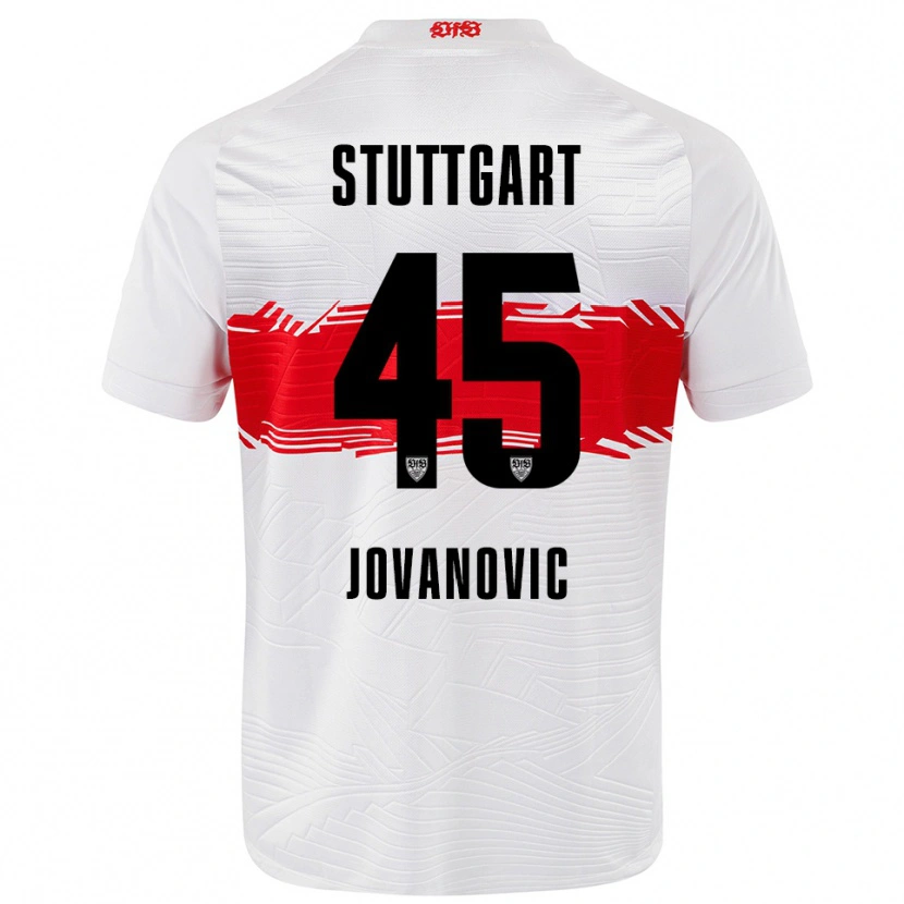 Danxen Femme Maillot Lazar Jovanovic #45 Blanc Rouge Tenues Domicile 2025/26 T-Shirt