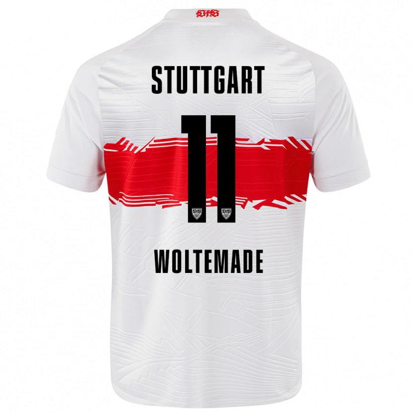 Danxen Femme Maillot Nick Woltemade #11 Blanc Rouge Tenues Domicile 2025/26 T-Shirt