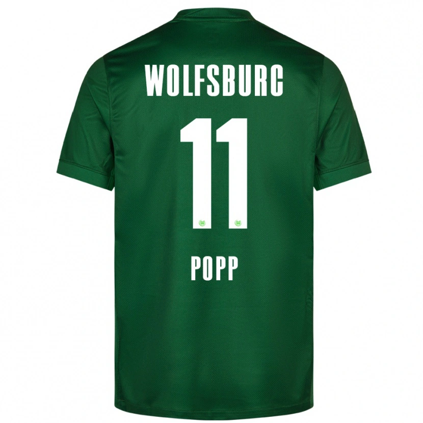 Danxen Femme Maillot Alexandra Popp #11 Vert Blanc Tenues Domicile 2025/26 T-Shirt