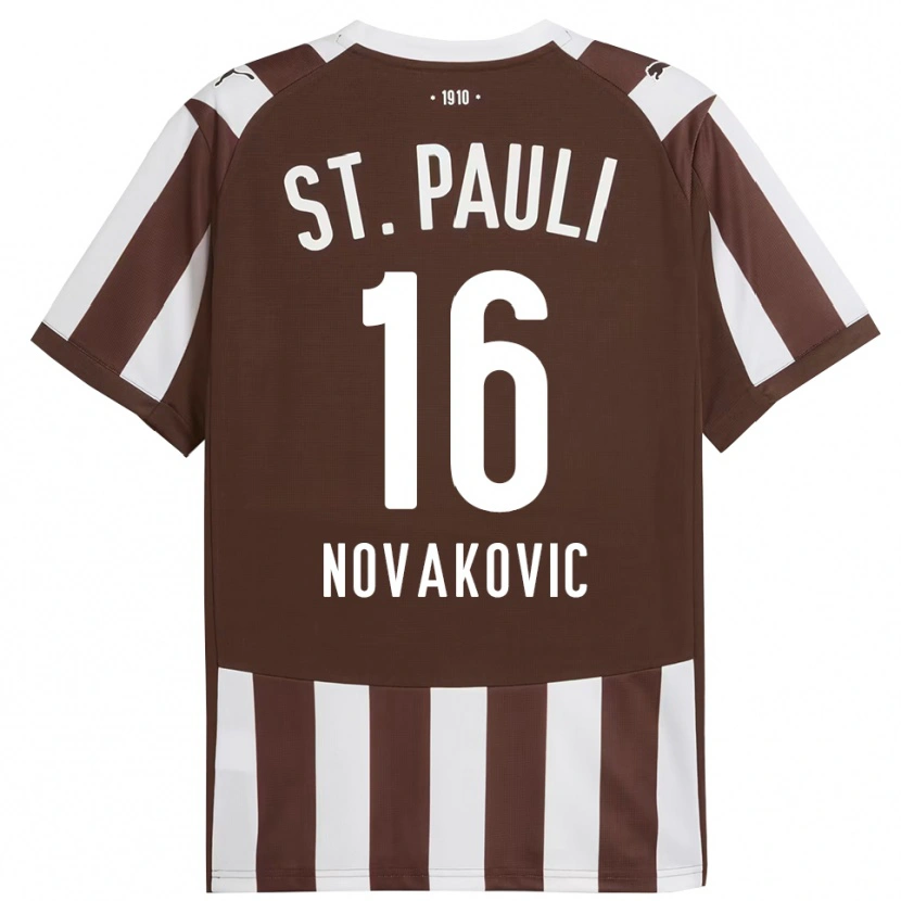 Danxen Femme Maillot Milivoje Novakovic #16 Café Blanc Tenues Domicile 2025/26 T-Shirt