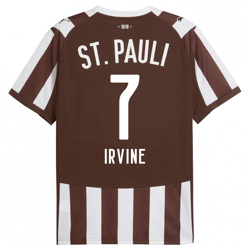 Danxen Femme Maillot Jackson Irvine #7 Café Blanc Tenues Domicile 2025/26 T-Shirt