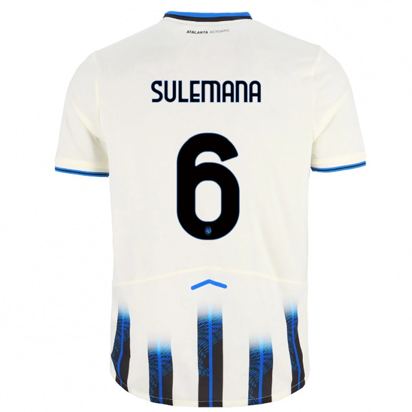 Danxen Femme Maillot Ibrahim Sulemana #6 Blanc Bleu Tenues Extérieur 2025/26 T-Shirt
