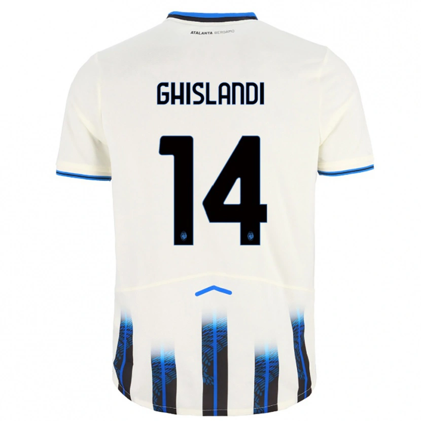 Danxen Femme Maillot Davide Ghislandi #14 Blanc Bleu Tenues Extérieur 2025/26 T-Shirt