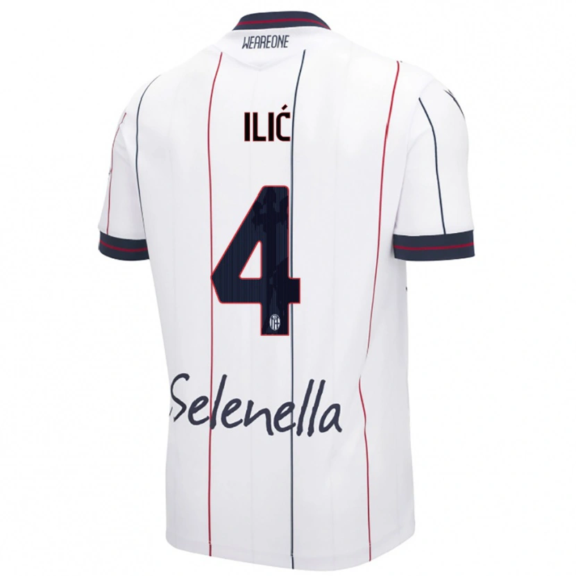 Danxen Femme Maillot Mihajlo Ilić #4 Blanc Bleu Roi Tenues Extérieur 2025/26 T-Shirt