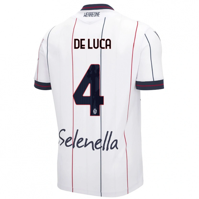 Danxen Femme Maillot Alessandro De Luca #4 Blanc Bleu Roi Tenues Extérieur 2025/26 T-Shirt