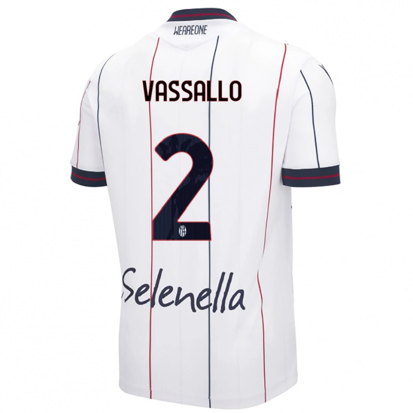 Danxen Femme Maillot Giacomo Vassallo #2 Blanc Bleu Roi Tenues Extérieur 2025/26 T-Shirt