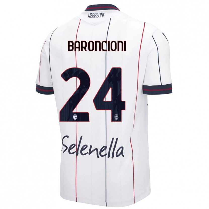 Danxen Femme Maillot Davide Baroncioni #24 Blanc Bleu Roi Tenues Extérieur 2025/26 T-Shirt