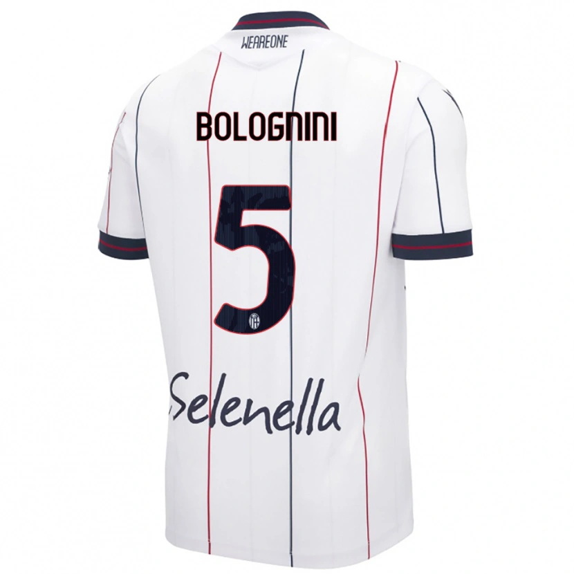 Danxen Femme Maillot Andrea Bolognini #5 Blanc Bleu Roi Tenues Extérieur 2025/26 T-Shirt