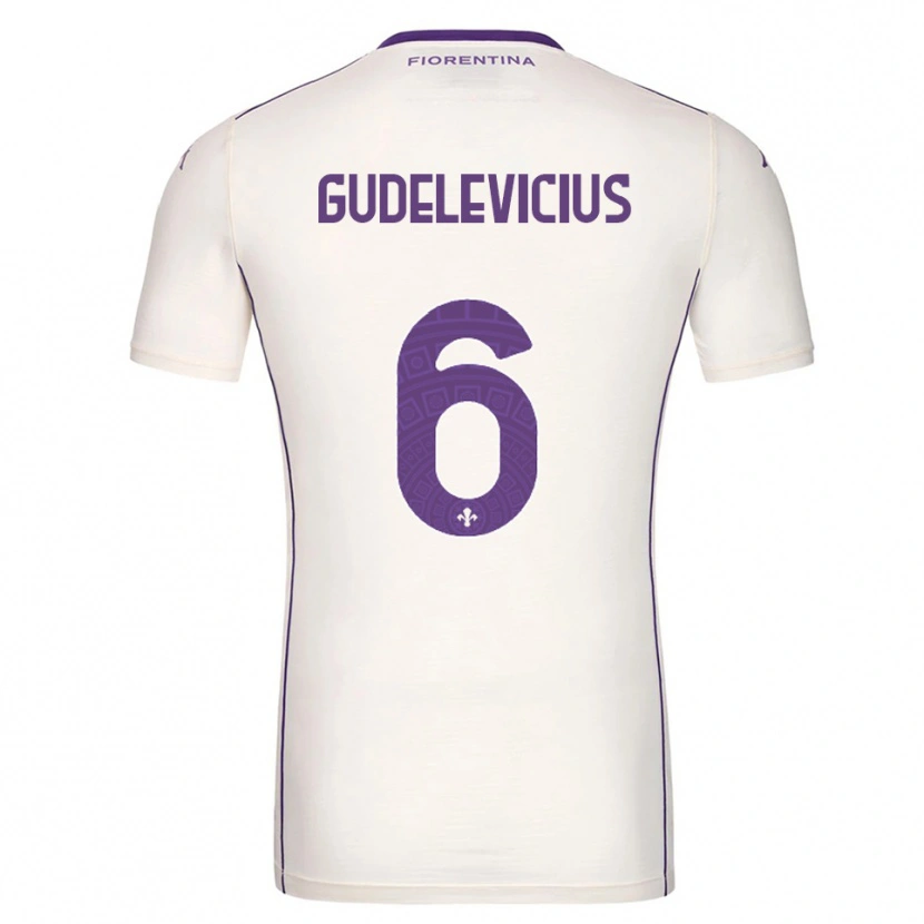 Danxen Femme Maillot Ernestas Gudelevičius #6 Blanc Violet Rouge Tenues Extérieur 2025/26 T-Shirt