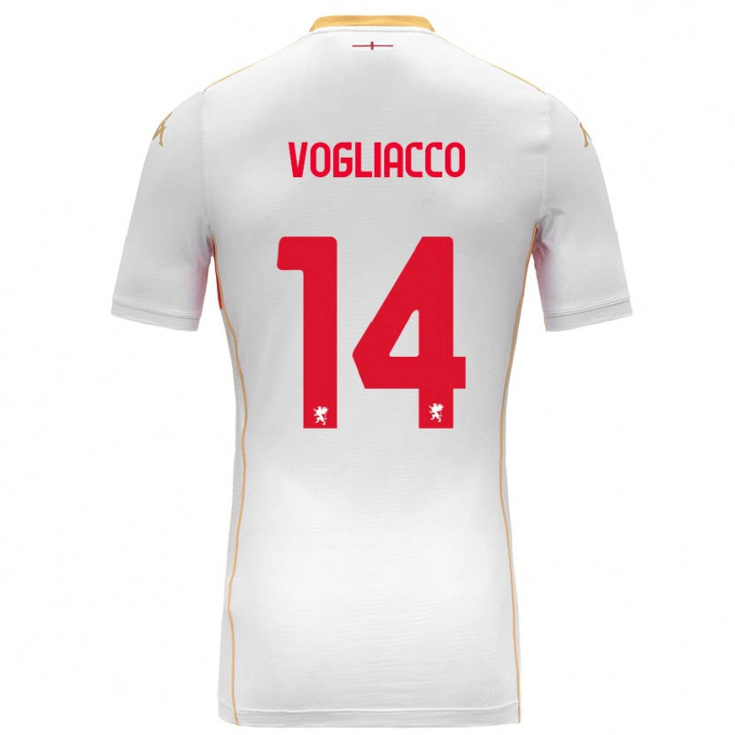 Danxen Femme Maillot Alessandro Vogliacco #14 Blanc Rouge Tenues Extérieur 2025/26 T-Shirt
