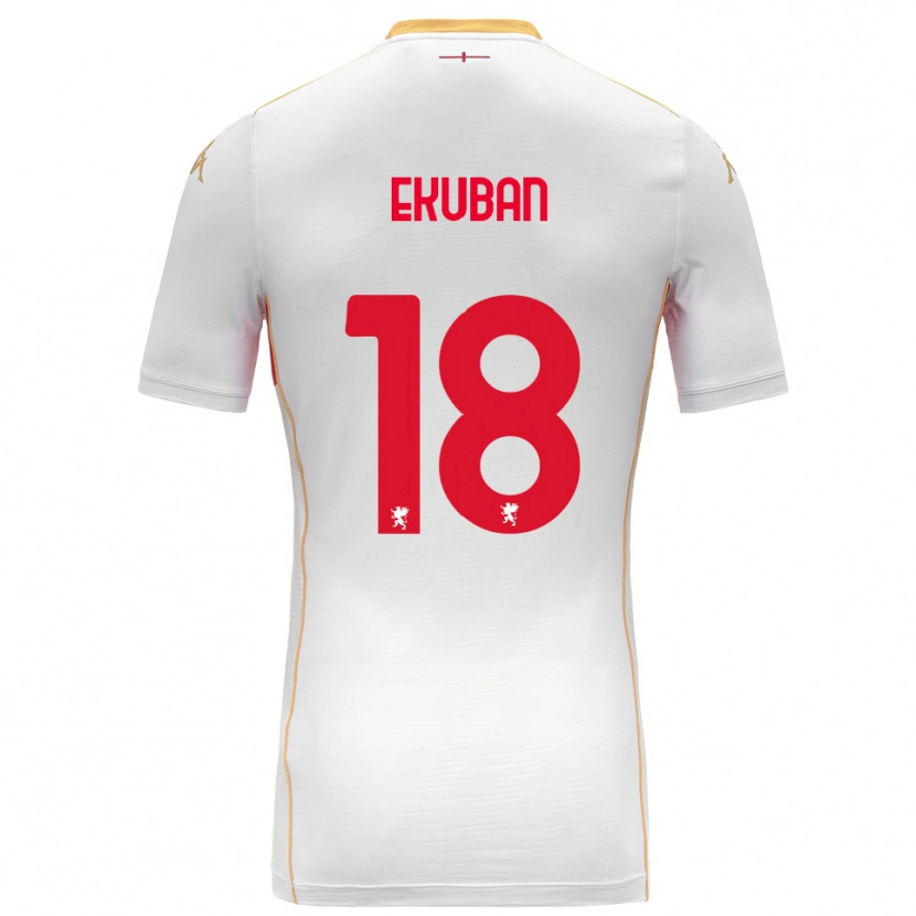 Danxen Femme Maillot Caleb Ekuban #18 Blanc Rouge Tenues Extérieur 2025/26 T-Shirt