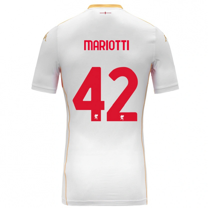 Danxen Femme Maillot Andrea Mariotti #42 Blanc Rouge Tenues Extérieur 2025/26 T-Shirt