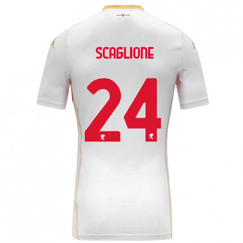 Danxen Femme Maillot Roberto Scaglione #24 Blanc Rouge Tenues Extérieur 2025/26 T-Shirt