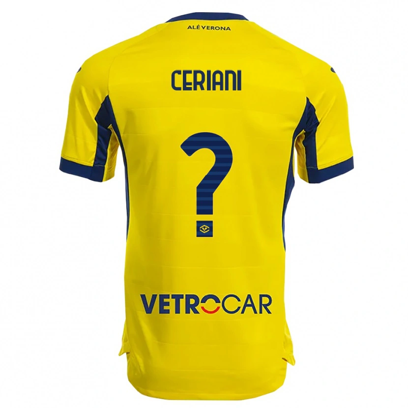 Danxen Femme Maillot Filippo Ceriani #0 Jaune Marine Tenues Extérieur 2025/26 T-Shirt