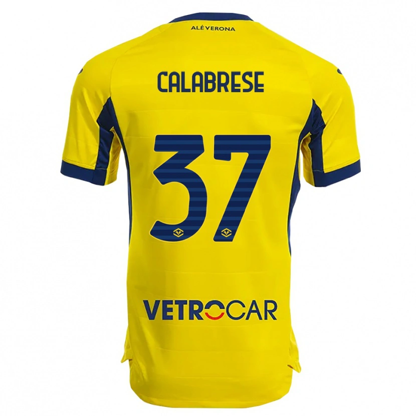 Danxen Femme Maillot Nicolò Calabrese #37 Jaune Marine Tenues Extérieur 2025/26 T-Shirt