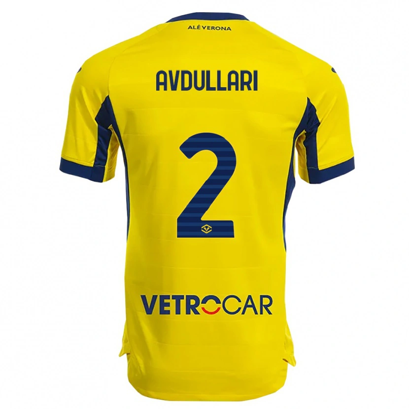 Danxen Femme Maillot Davide Avdullari #2 Jaune Marine Tenues Extérieur 2025/26 T-Shirt