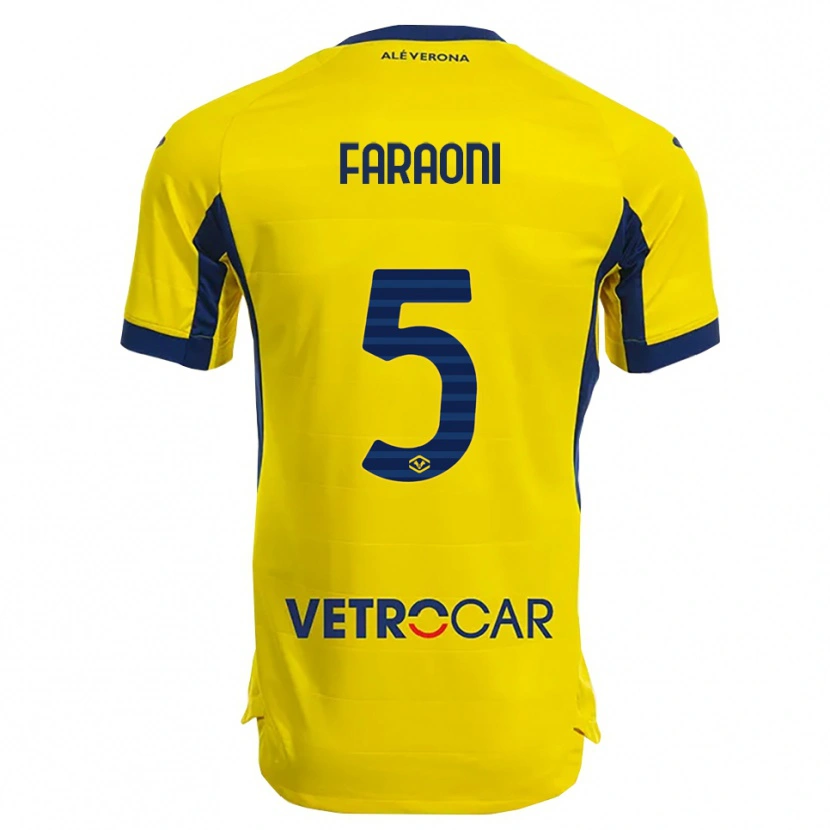 Danxen Femme Maillot Davide Faraoni #5 Jaune Marine Tenues Extérieur 2025/26 T-Shirt