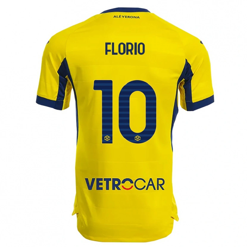 Danxen Femme Maillot Mattia Florio #10 Jaune Marine Tenues Extérieur 2025/26 T-Shirt