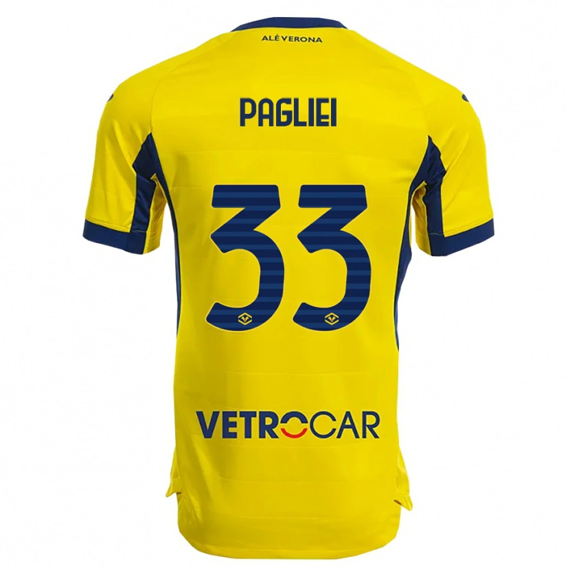 Danxen Femme Maillot Matteo Pagliei #33 Jaune Marine Tenues Extérieur 2025/26 T-Shirt