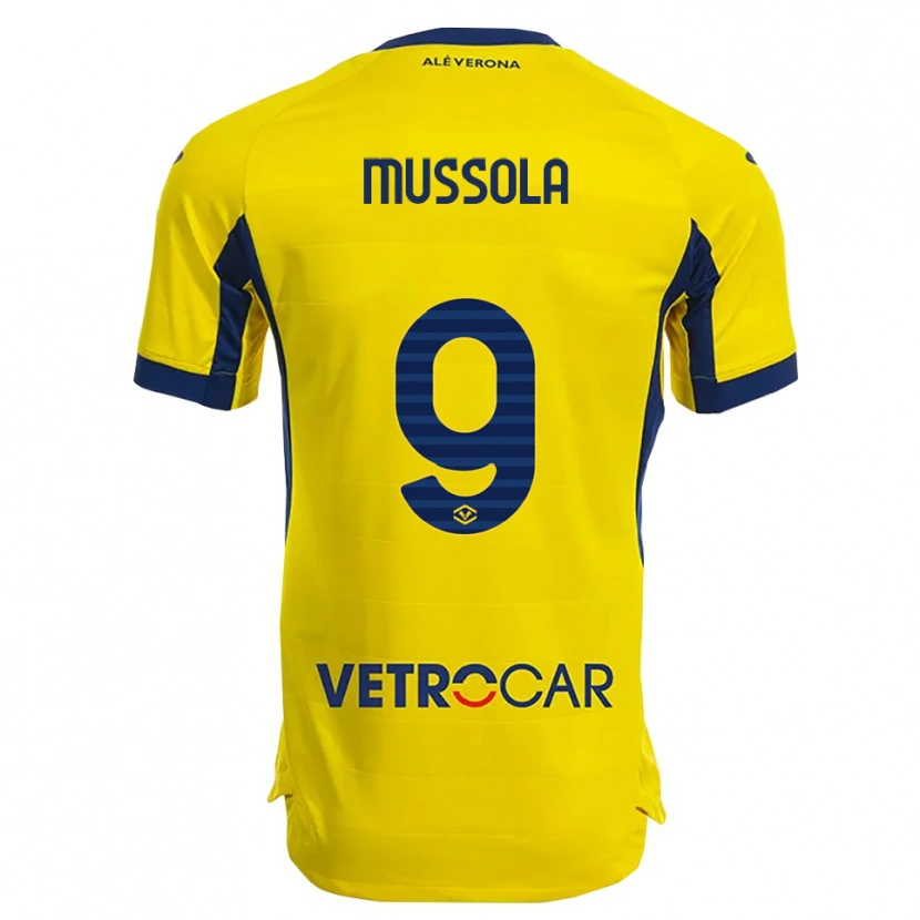 Danxen Femme Maillot Matteo Mussola #9 Jaune Marine Tenues Extérieur 2025/26 T-Shirt
