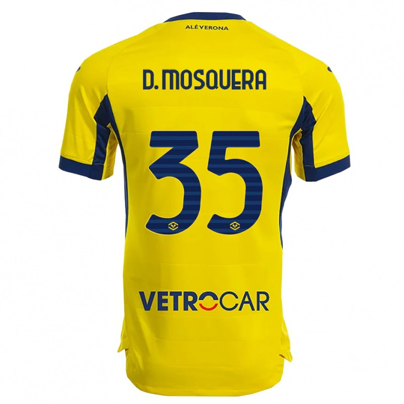 Danxen Femme Maillot Daniel Mosquera #35 Jaune Marine Tenues Extérieur 2025/26 T-Shirt