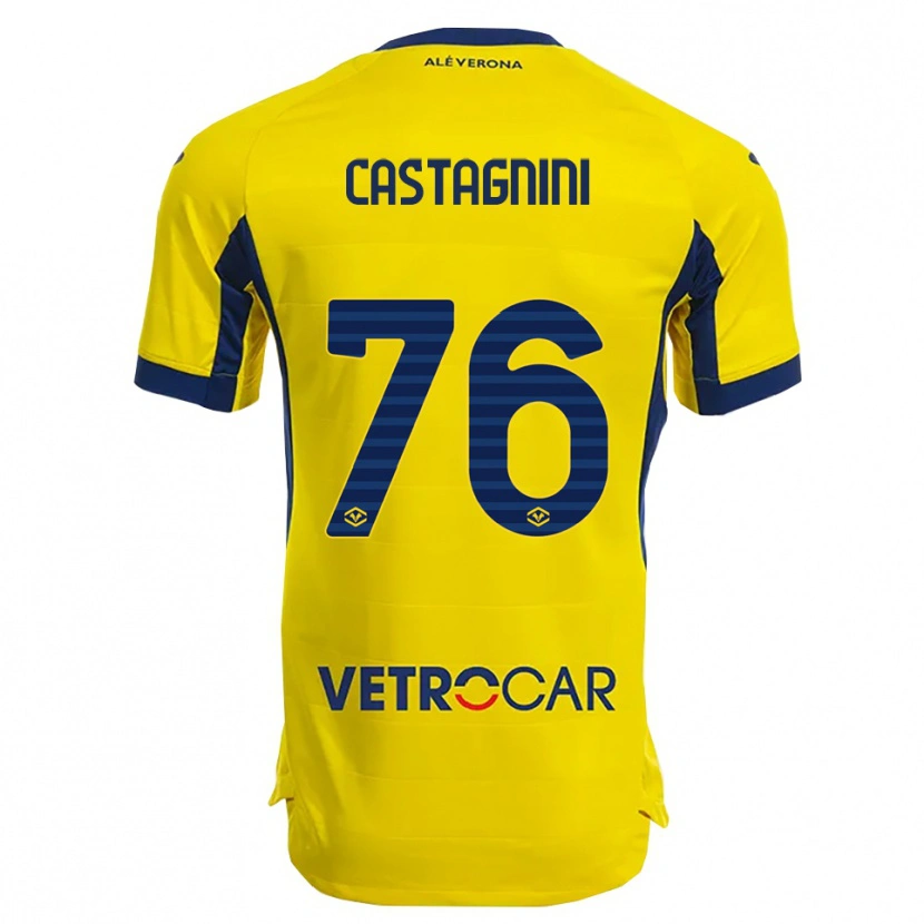 Danxen Femme Maillot Mirko Castagnini #76 Jaune Marine Tenues Extérieur 2025/26 T-Shirt