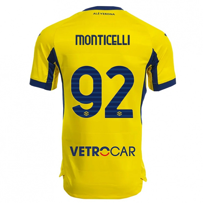 Danxen Femme Maillot Luca Monticelli #92 Jaune Marine Tenues Extérieur 2025/26 T-Shirt