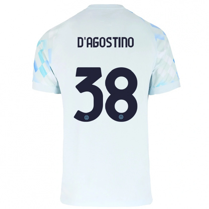 Danxen Femme Maillot Giovanni D'agostino #38 Blanc Bleu Tenues Extérieur 2025/26 T-Shirt