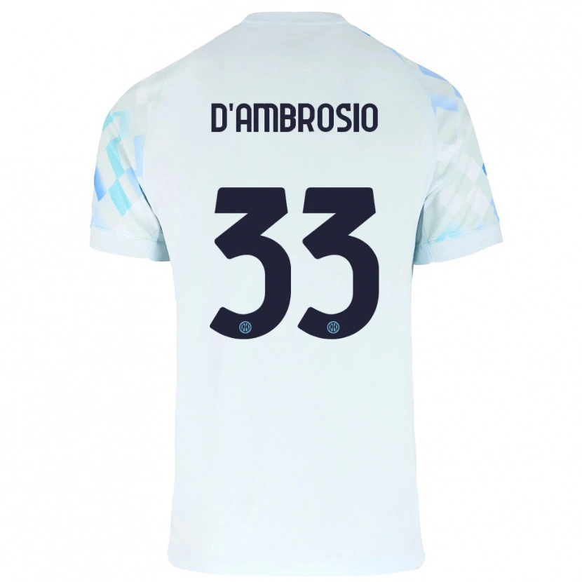 Danxen Femme Maillot Danilo D'ambrosio #33 Blanc Bleu Tenues Extérieur 2025/26 T-Shirt