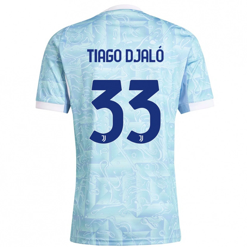 Danxen Femme Maillot Tiago Djaló #33 Bleu Ciel Jaune Tenues Extérieur 2025/26 T-Shirt