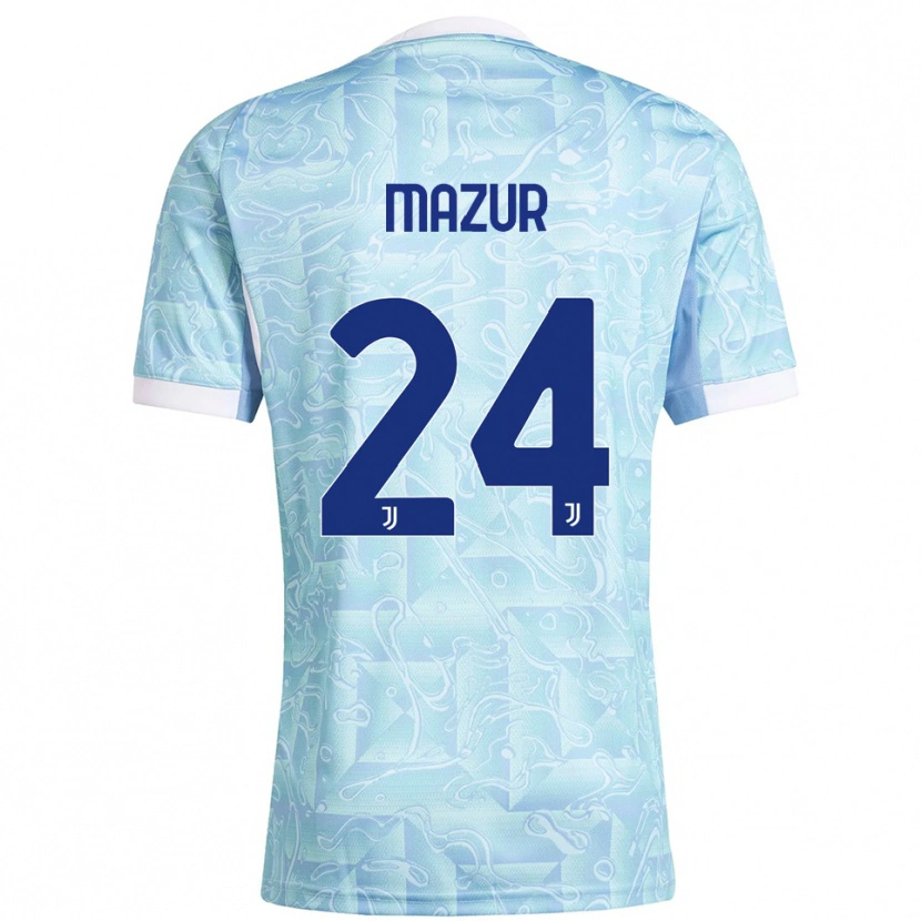 Danxen Femme Maillot Patryk Mazur #24 Bleu Ciel Jaune Tenues Extérieur 2025/26 T-Shirt