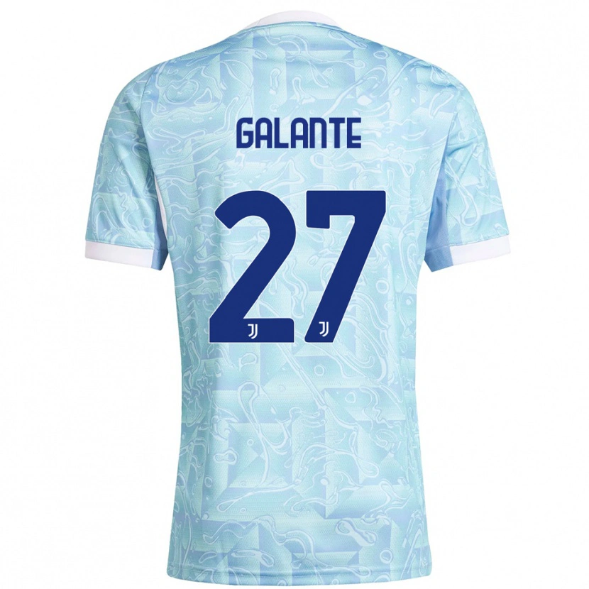Danxen Femme Maillot Tommaso Galante #27 Bleu Ciel Jaune Tenues Extérieur 2025/26 T-Shirt