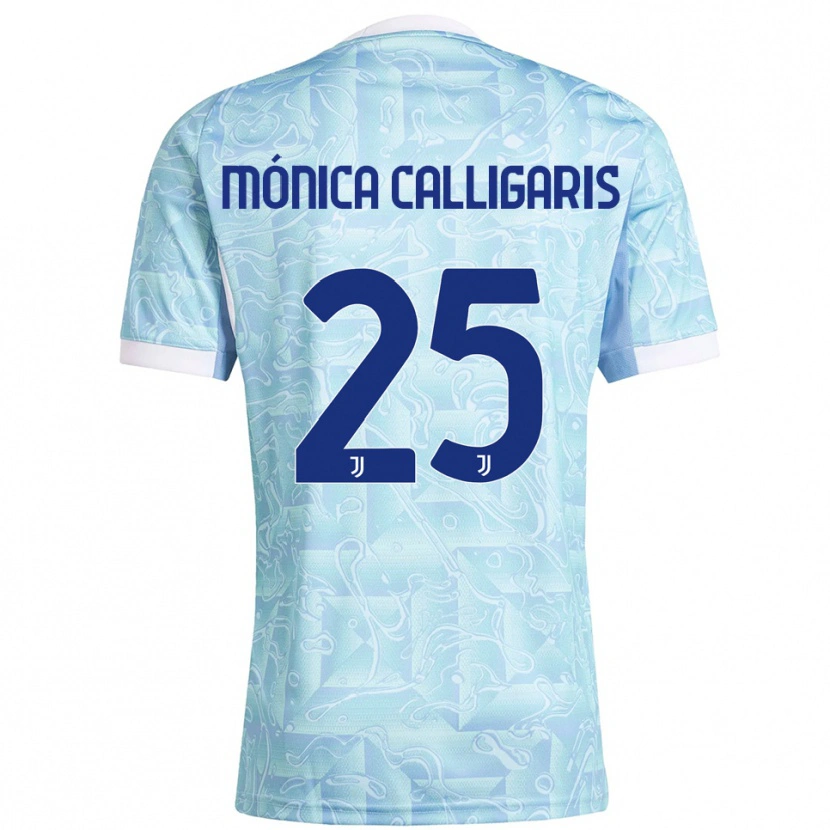 Danxen Femme Maillot Viola Mónica Calligaris #25 Bleu Ciel Jaune Tenues Extérieur 2025/26 T-Shirt