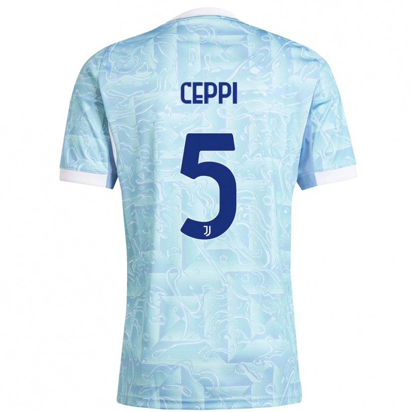 Danxen Femme Maillot Paolo Ceppi #5 Bleu Ciel Jaune Tenues Extérieur 2025/26 T-Shirt